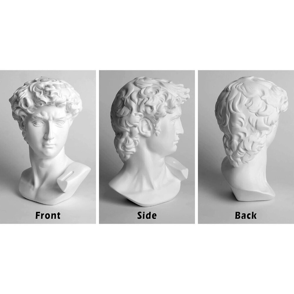 David Head Statue 6 Inch Greek Roman Black Bust for Home and Office Decor - Picture 5 of 6